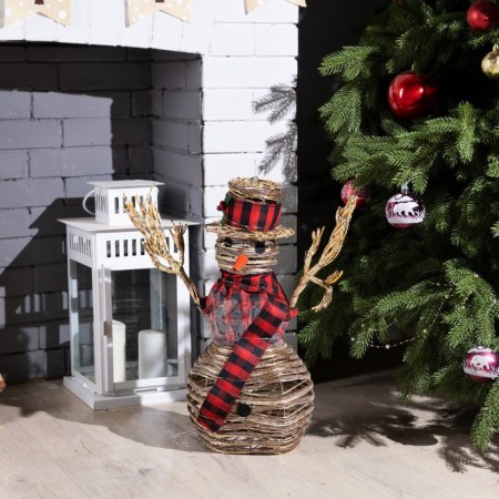 LED figure "Snowman" 24 × 50 × 15 cm, textiles, metal, batteries AAX2 (not in the kit), glow warm white-6