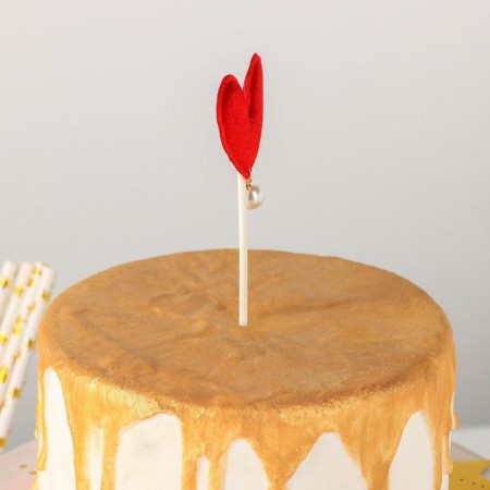 Topper for the cake "Heart", 17.5 × 8 cm, red color-1