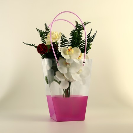 Bag for flowers is transparent, moisture -resistant, lilac, 26x24x12 cm