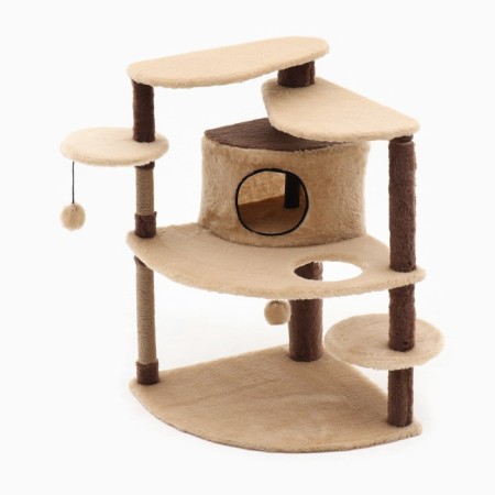 Complex for cats with a claw, corner, collapsible, 60 x 60 x 92 cm, beige-2