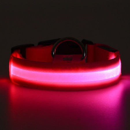 Collar with backlight size S, Osh 35-43 x 2.5 cm, 3 glow modes Pink-10