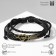 Bracelet Leather "Style" Two hearts, black color with black gold, D = 7.5 cm