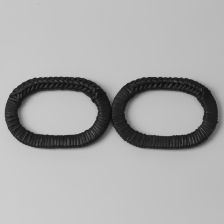 Handles for bags are wooden, wicker, d = 9.8 × 5.9 / 13.5 × 9.5 cm, 2 pcs, black color-2