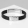 Bracelet male "style" rectangle with carved, black color with silver-gold, 22 cm