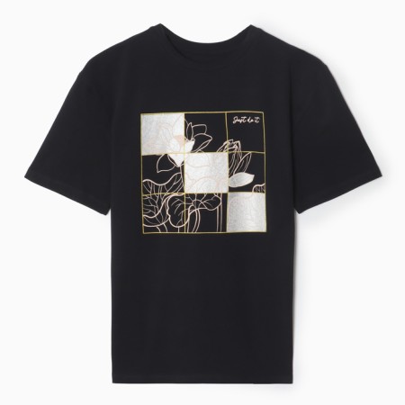 Female T-shirt, black color, ONE SIZE (42-46)