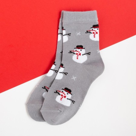 New Year's socks KAFTAN "Snowmen" rr 16-18, gray-1