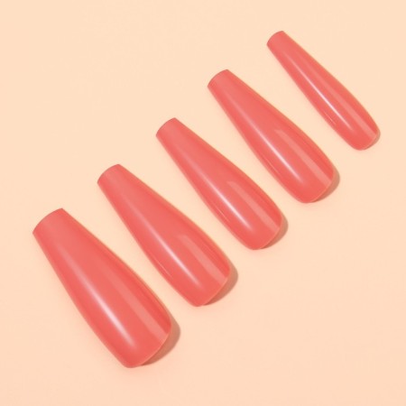Patching nails, 24 pcs, ballerina shape, orange color-1