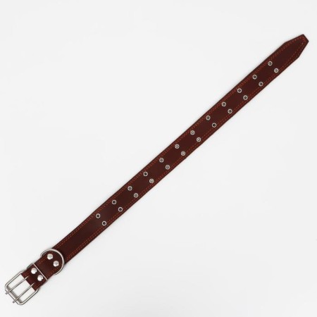 Leather collar on synthetic winterizer, dimensionless, 83 x 4.5 cm, Osh 20-71 cm, brown-2
