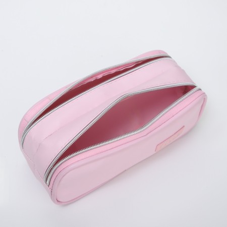 Cosmetic bag 2x Style, 21*7*8, 2 Potod on zippers, pink-2