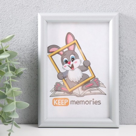 Photo frame MDF 10x15 cm, No. 5 "Simple", silver (plastic screen)