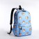 School backpack from textiles, 3 pockets, white/blue color