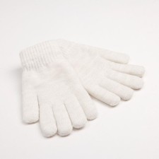 Gloves female two -layer minku plain, size 6.5, white color