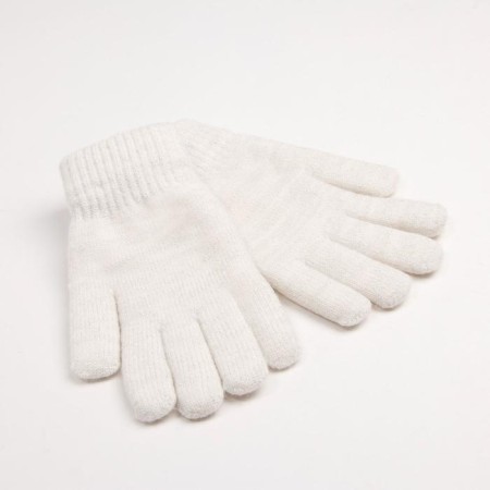 Gloves female two -layer minku plain, size 6.5, white color