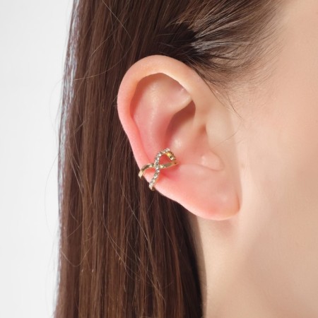 Earring "Kaff" Infinity, white color in gold-2