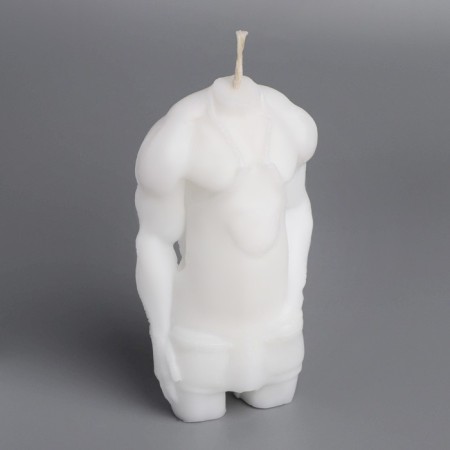 Figure candle "Male silhouette" in a apron with a heart, 5.5x3.5x10.5 cm, white-1