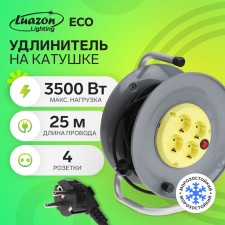 The extension cord of the frost on the coil of Luazon Lighting Eco, 4 roses, 25 m, 16 a, kg 3x1.5 mm2, with an off
