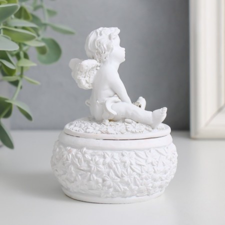 Polystone box "Snowty angel in flowers" mix 7x7x9 cm-2