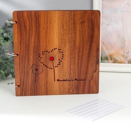 Photo album 30 sheets "heart dandelion" (corners+rings) 26x26x2 cm
