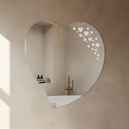 Mirror, wall -mounted, with sandblasting graphics, 45 × 45 cm