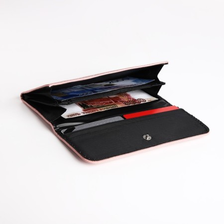 Women's wallet on the button, pink color-3