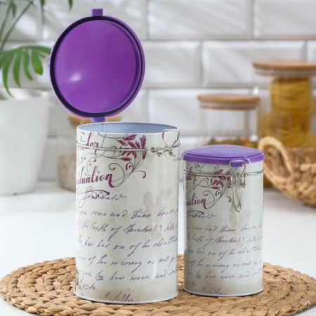A set of cans for bulk products "Lavender", 16 × 9 × 11.5 cm, 13.5 × 12 × 19.5 cm, 2 pcs-3
