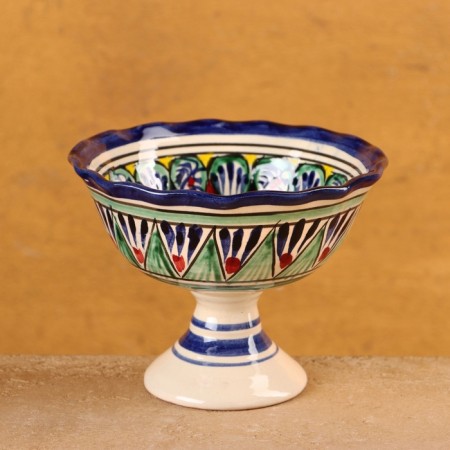 Candy of Rishtan ceramics "Flowers", blue 13 cm,