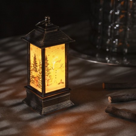 LED figure "Lantern with a snowman" 5.5 × 13 × 5.5 cm, plastic, batteries AG13x3, glow warm white