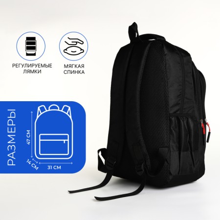 Youth backpack with lightning, 5 pockets, black/red color-1