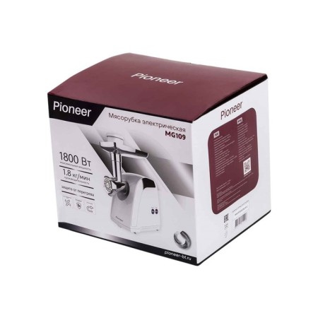 Electric meat grinder Pioneer MG109, 1800W, reverse, 1 speed, white color-8