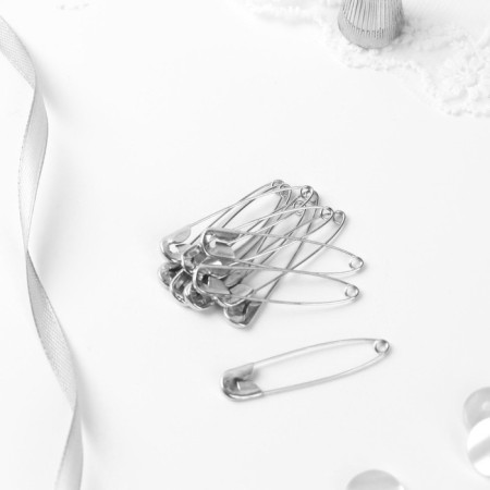 English pins, 45 mm, 10 pcs, silver color-1