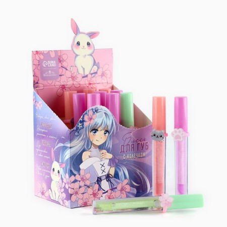Children's lip gloss "anime" with a ringle, 8 ml, mix-1