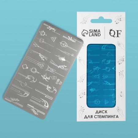 Stamping plate Metal “lines and patterns”, 12 × 6 cm-1