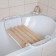 The bath seat is sliding, wooden