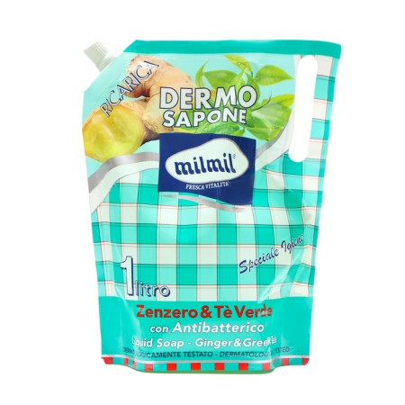 Liquid antibacterial soap "Ginger and Green Tea" Milmil, 1000 ml