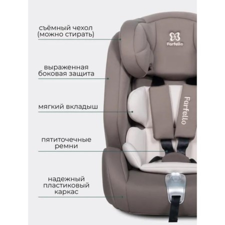 Car seat children's Farfello, group 1/2/3 (9-36 kg), ISOFIX system, coffee color color-4