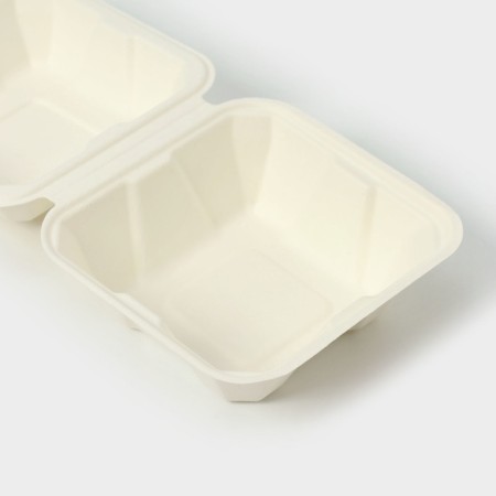 Lunch - boxing, box for bento -gif and burger, 450 ml, 15.2 × 15.4 × 8.8 cm, sugarcane reed-3