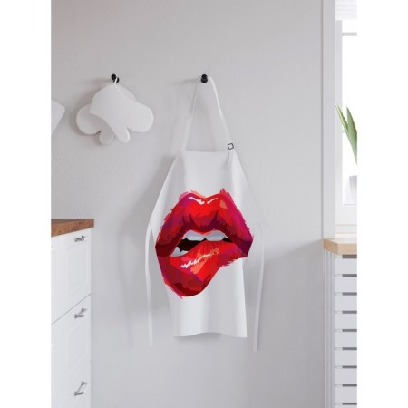Apron kitchen with a photo print “Lips of seduction”, adjustable, size OS-1