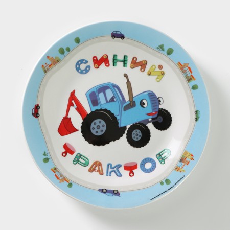 A set of children's dishes from ceramics “Blue Tractor”, 3 objects: 240 ml mug, bowl d = 18 cm, plate d = 19 cm-5