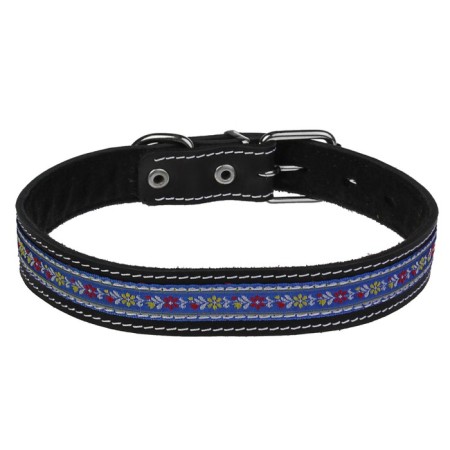 Leather collar with synthetic winterizer, with braid, 49-58 x 3 cm, mix