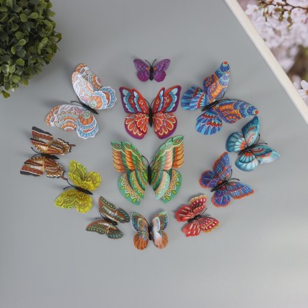 Magnet Plastic "Butterfly with graphic patterns" set of 12 pcs 6; 8; 10; 12 cm