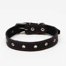Leather collar on synthetic winterizer, dimensionless, 65 x 3 cm, Osh 22-55 cm, black