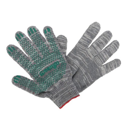 Workers, m/b gloves, knitting 10 class, 5 threads, size 9, with PVC dots, gray, Greengo-4