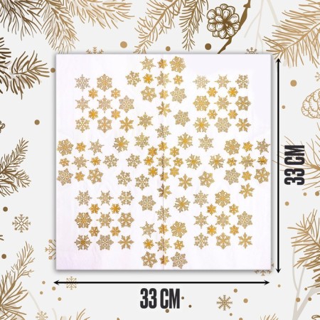 Paper Napkins "Golden Snowflakes", 33x33 cm, set 20 pcs.-1