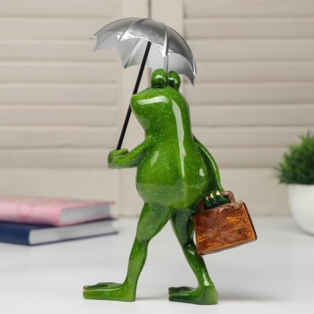Souvenir Polystone Lac "frog under an umbrella" 21.5x9.5x16 cm-3
