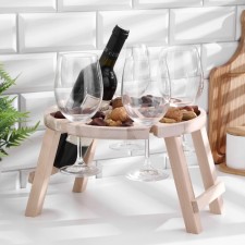 Table - tray with a menage and folding legs d = 30x2.8 cm, birch