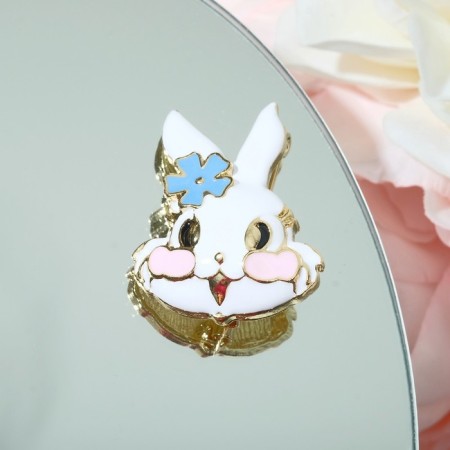 Brooch "Rabbit" Rush cheeks, the color of the white blue in gold-1