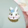 Brooch "Rabbit" Rush cheeks, the color of the white blue in gold