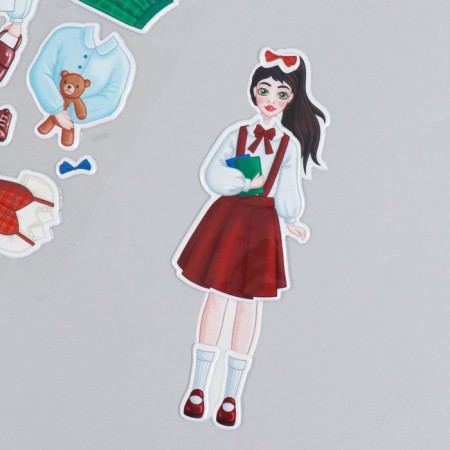 Plastic sticker "Dress the doll. School" 15x20 cm-2