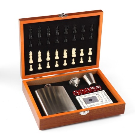 Set 6 in 1: Flaw 8 OZ, pile, funnel, cards, cubes 5 pcs, chess, 18 x 24 cm-8
