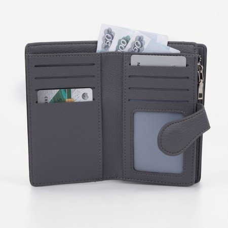 Women's wallet on a magnet, black color-5